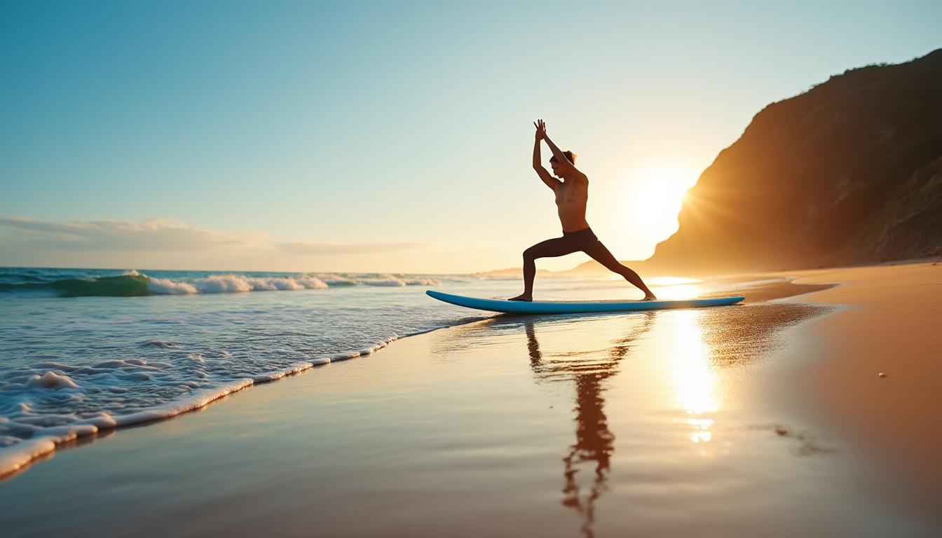 découvrez comment allier yoga et surf pour atteindre un équilibre harmonieux entre corps et esprit, en harmonie avec les forces de la terre et de la mer.
