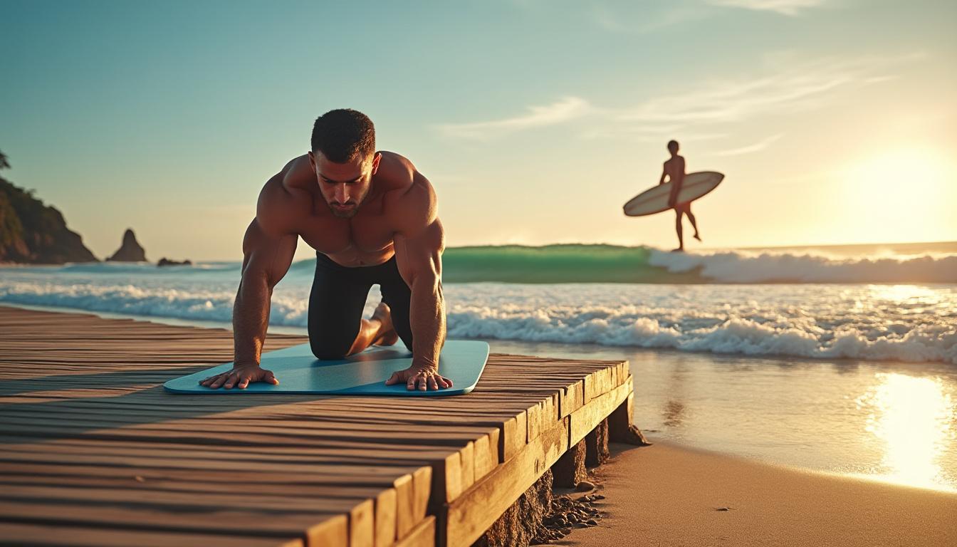 découvrez comment allier yoga et surf pour atteindre l'harmonie parfaite entre corps et esprit, en harmonie avec la nature entre terre et mer.
