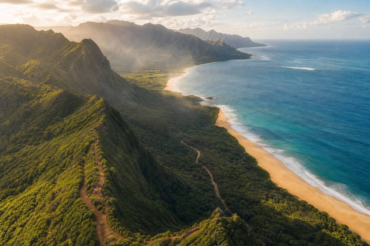 Vue paysage de les 10 plus belles randonnées de kauai, plage et ocean