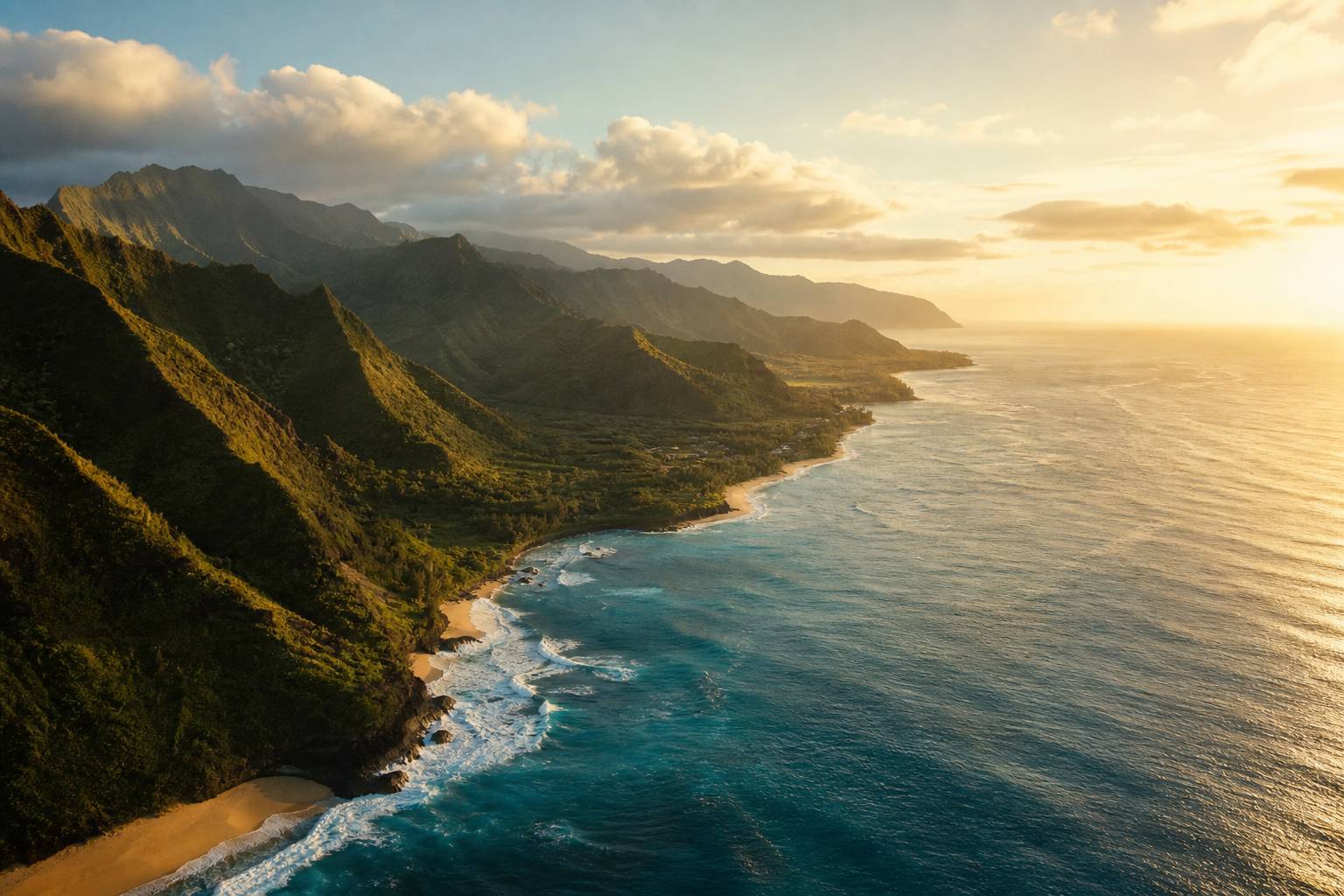 Vue paysage de les couleurs symboliques des îles d’hawaï, plage et ocean