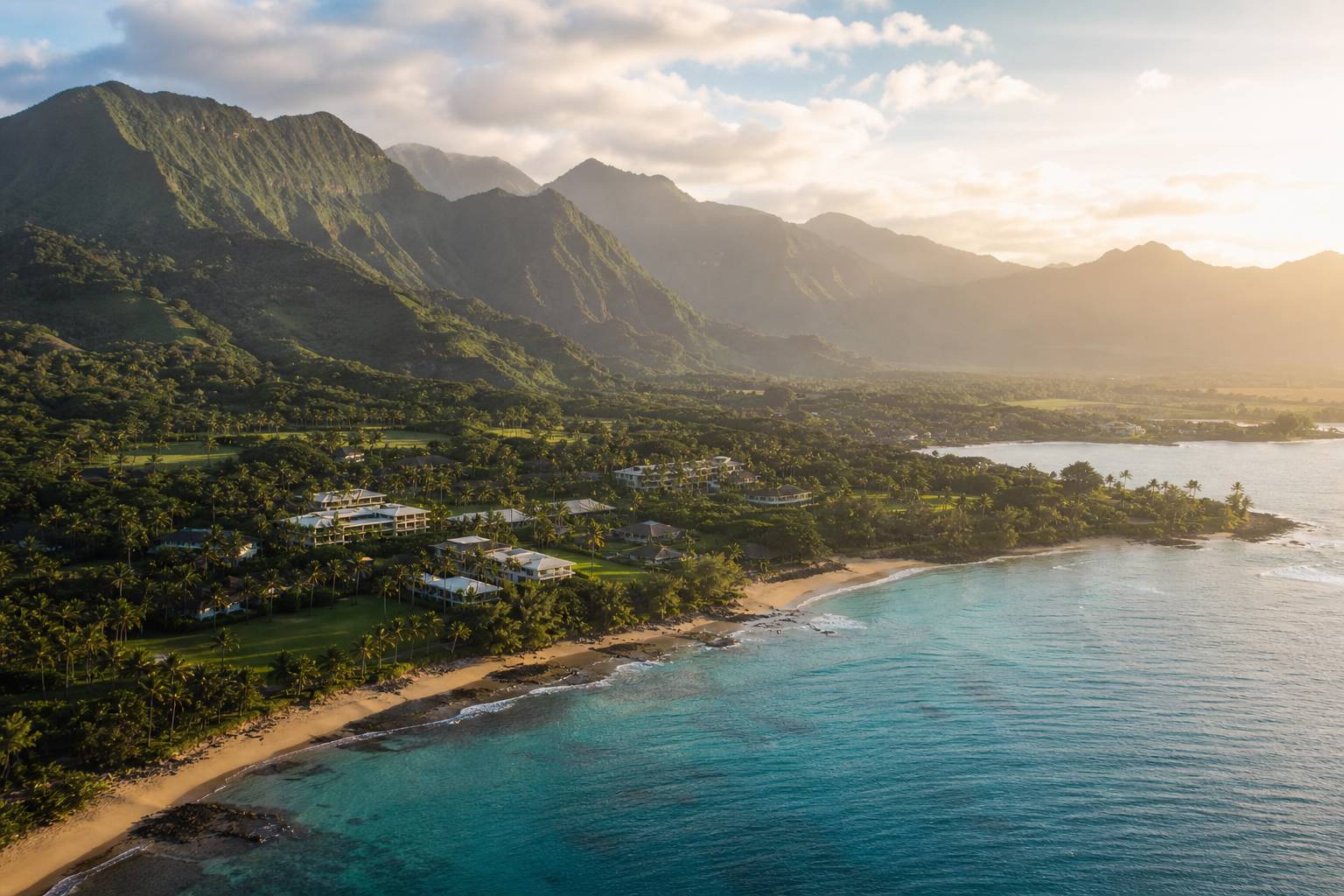 Vue paysage de les meilleurs hôtels et resorts de kauai, plage et ocean