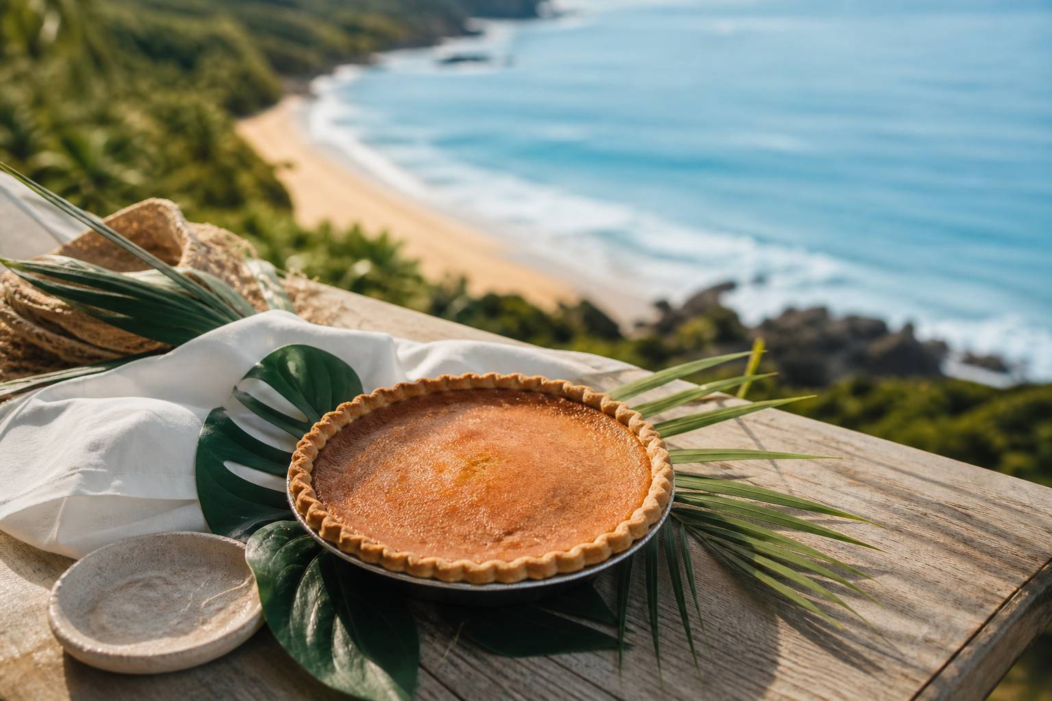 Vue paysage de pumpkin custard pie hawaïenne, plage et ocean