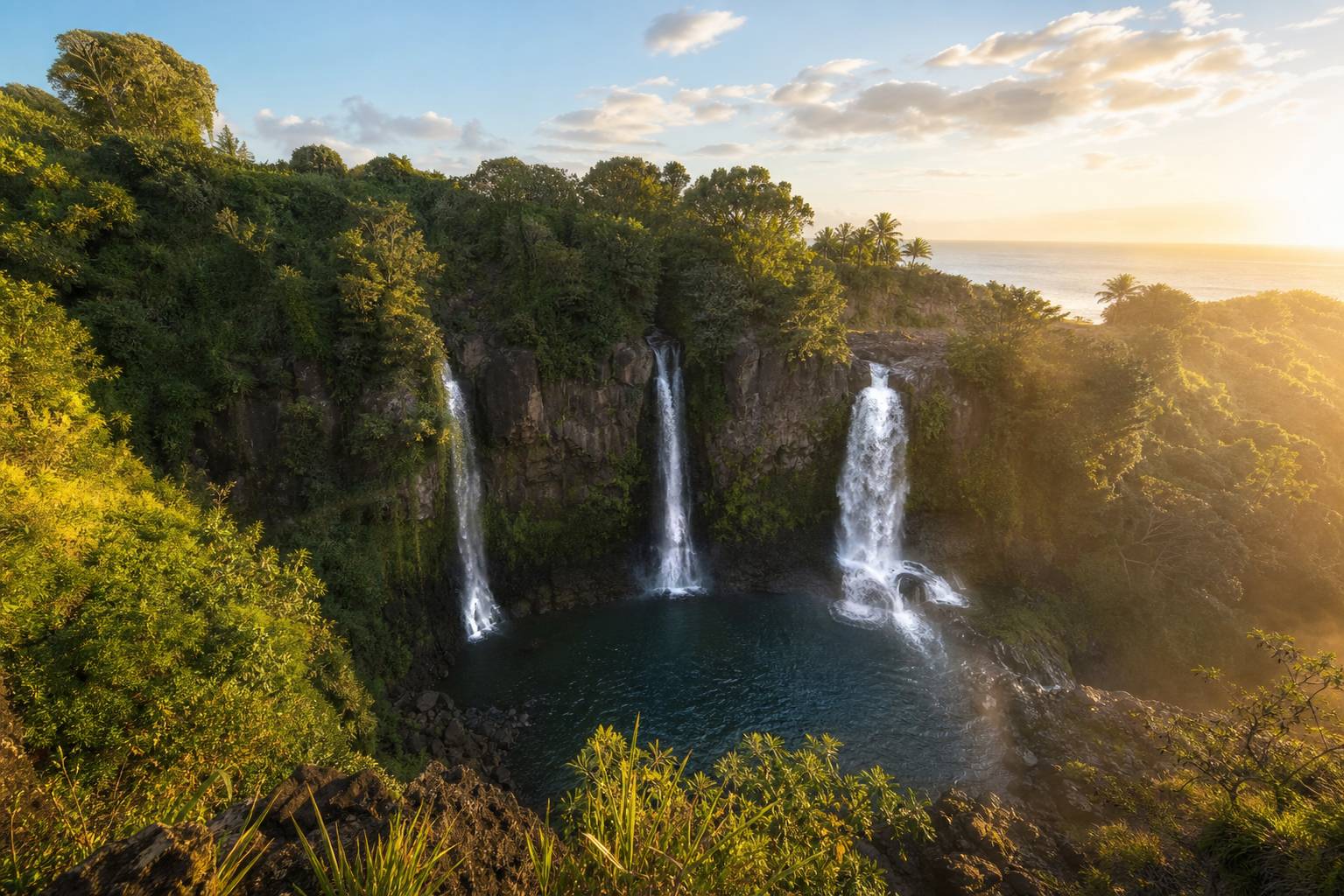 Three Bears Falls : la cascade des trois ours à Maui
