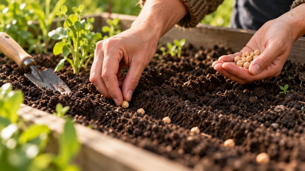 Illustration de détail sur le sujet : Cultiver des pois chiches chez soi : la méthode complète