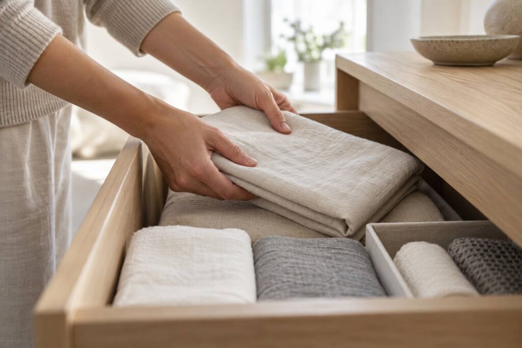 Illustration de détail sur le sujet : Entretenir un intérieur désencombré dans le temps