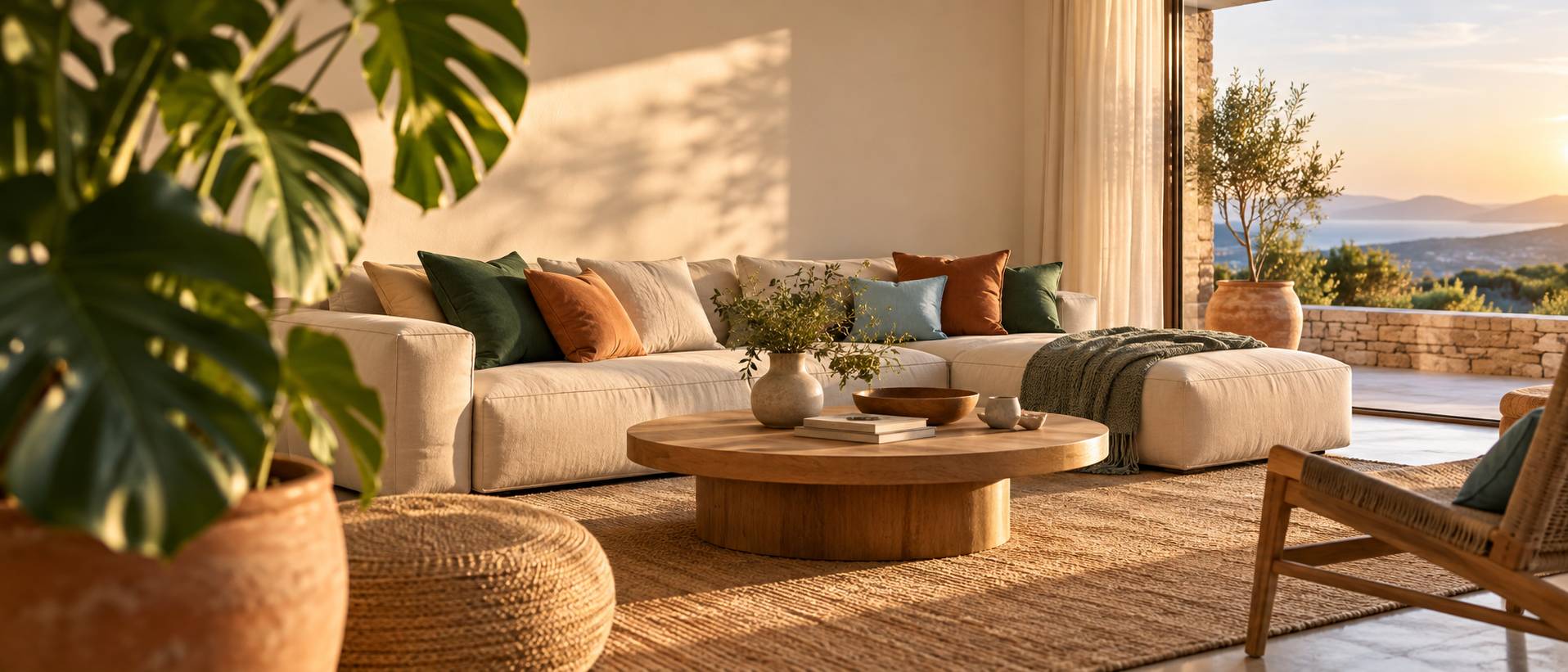 Palette de couleurs tropicale pour un intérieur sobre