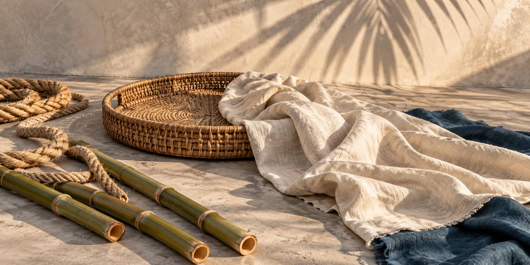 Matières naturelles : rotin, lin, jute, bambou